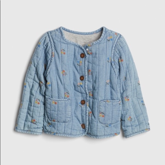 GAP Other - Floral Print Denim Quilted Jacket